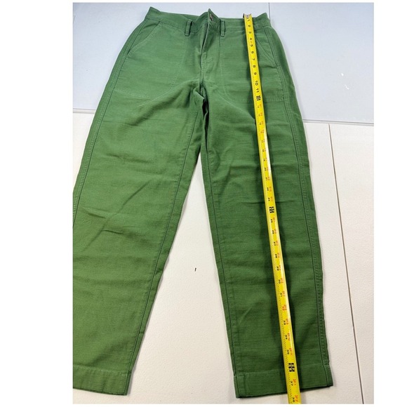 J.Crew Re-Imagined Green Wide Leg Crop Pants Womens Size 2 Cotton - Picture 2 of 10